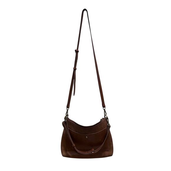 Madewell Brown Leather Crossbody Saddle Bag Adjustable Strap Distress VTG Style - Picture 2 of 9